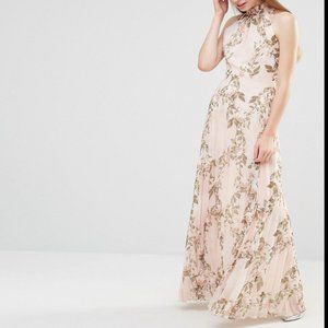 High Neck Pleated Maxi Dress